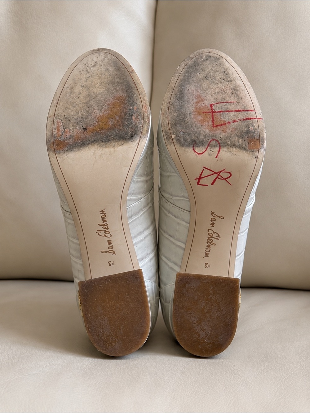 White Croc-Embossed Platform Loafers with Gold Bit Sam Edelman - Picture 5 of 5
